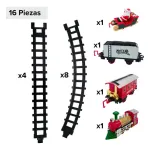 Pista Tren Navideño Luz Y Sonido Locomotora Vagones Juguete