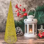 Pino Alambre Cono Navideño Decoración Adorno Navidad 40cm