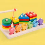 Juego Pesca + 4 Torres Encastre Madera Didactico Iman Peces Color Multicolor Tienda Cracovia Juguete 2 En 1