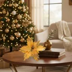 Flor 25cm Azul Arbol De Navidad Adornos Decoración X4u 