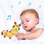 Sonajero Bebe Oruga Musical Movil Luz Sonido Didactico Color Amarillo
