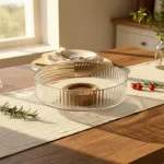 Bowl Vidrio Ensaladera Recipiente Con Base De Madera 20cm