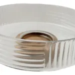 Bowl Vidrio Ensaladera Recipiente Con Base De Madera 20cm