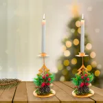 Candelabro Porta Velas Metalicos Decorativos Navidad 15cm Color Dorado