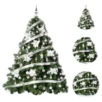 Árbol De Navidad Patagonia 1,80 Con Adornos Plata 72 Uds