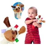 Sonajero Juguete Peluche Perro Con Chifle Para Bebé Color Blanco