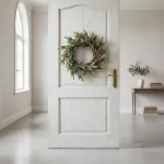 Corona Navideña Nevada Decorada Adornos Navidad 60cm Color Verde