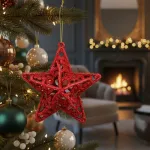 Adorno Navideño Estrella Colgante X4 Decoración Para Arbol