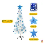 Arbol Navidad Tronador Slim Blanco 1,50mt + Kit 31 Deco Azul