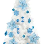 Arbol Navidad Tronador Slim Blanco 1,50mt + Kit 31 Deco Azul