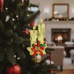 Adorno Navidad Colgante Navideño Con Velas Y Moño 17cm