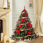 Árbol De Navidad Patagonia 1,80 Mts Con Adornos Rojo 72uds