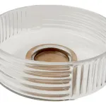 Bowl Vidrio Ensaladera Recipiente Con Base De Madera 20cm