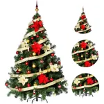 Árbol De Navidad Montañes Deluxe 1.80mts Decorado Rojo Oro
