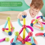 Juego De Bloques Magnéticos Para Armar X42 Piezas Educativo Didáctico Infantil Con Barras Y Esferas Imanes 3d Construcción Creativa Regalo Niños Y Niñas Levys Bazar