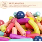 Juego De Bloques Magnéticos Para Armar X42 Piezas Educativo Didáctico Infantil Con Barras Y Esferas Imanes 3d Construcción Creativa Regalo Niños Y Niñas Levys Bazar