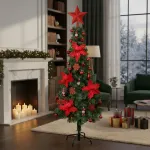 Arbol De Navidad Decorado Slim Verde 1,50mt + Kit Decoracion