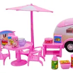 Camion De Dulces Y Helados Con Accesorios Para Muñecas Color Rosa