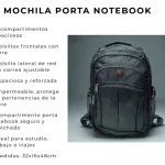 Mochila Urbana Porta Notebook Impermeable Reforzada Negro