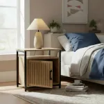 Mesa De Luz Noche Chica Mesita Moderna Mdf Hierro 54cm