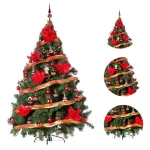 Árbol De Navidad Montañes Deluxe 1.80mts Decorado Rojo