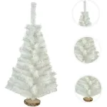 Arbol De Navidad Blanco Mini Arbolito 0,80mts Base De Tronco Natural