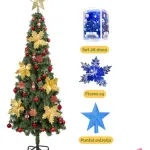Arbol De Navidad Decorado Slim Verde 1,50mt + Kit Decoracion