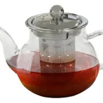 Tetera Vidrio Infusor Filtro Tapa Acero 450ml Té Hebras