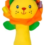 Sonajero Juguete Peluche Con Chifle Para Bebé Color Amarillo Diseño León