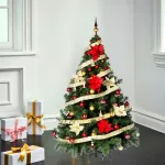 Árbol De Navidad Montañes Deluxe 1.80mts Decorado Rojo Oro