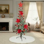Arbol De Navidad Decorado Slim Nevado 1,80m + Kit Decoracion
