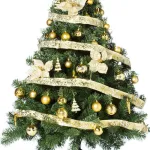 Arbol Navidad Montañes Deluxe 1.30mts Decoración Oro 