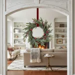 Corona Navideña Nevada Decorada Adornos Navidad 60cm Color Verde