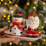 Juego De Salero Y Porta Escarbadientes Ceramica Navideño