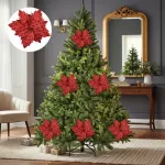 Flor 25cm Plata Arbol De Navidad Adornos Decoración X4u