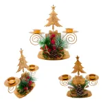 Candelabro Porta Velas X2 Decorativos Navidad 17cm Color Dorado