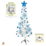 Arbol Navidad Tronador Slim Blanco 1,50mt + Kit 31 Deco Azul