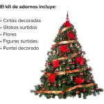 Árbol De Navidad Patagonia 1,80 Mts Con Adornos Rojo 72uds