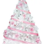 Arbol De Navidad Blanco Tronador Lujo 2,10mts Decorado Rosa