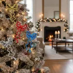 Adorno Navideño Colgante Moño X2 Decoración Navidad