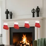 Bota Navideña Tejida Decoracion Navidad Adorno X1 Rojo