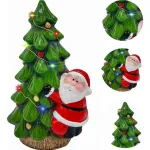 Adorno Ceramica Arbol De Navidad Papa Noel 23cm + Luz Deco Luces Amarillo
