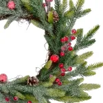 Corona Navideña Nevada Decorada Adornos Navidad 60cm Color Verde