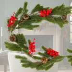 Guirnalda Navideña De Pino Decoración Colgante Con Bayas