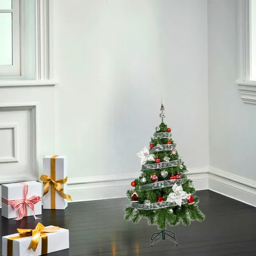 Producto Arbolito Navidad Tronador Lujo 1,20m Kit 30 Deco Rojo Plata Imagen