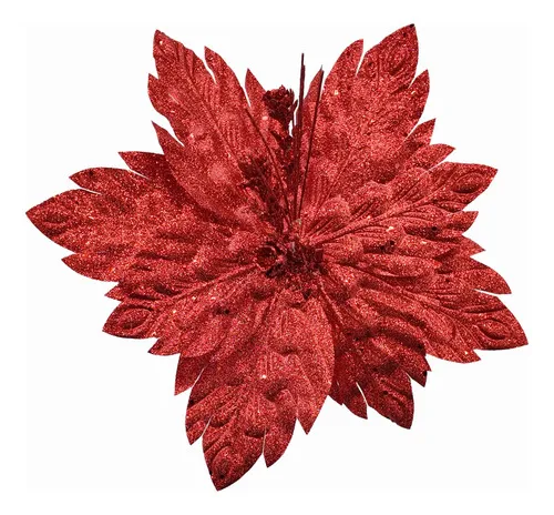 Producto Flor 25cm Rojo Arbol De Navidad Adornos Decoracion Imagen