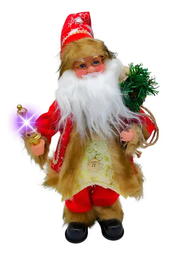 Producto Papa Noel 35cm Muñeco Navideño Decoracion Con Luz Y Sonido Color Rojo Imagen