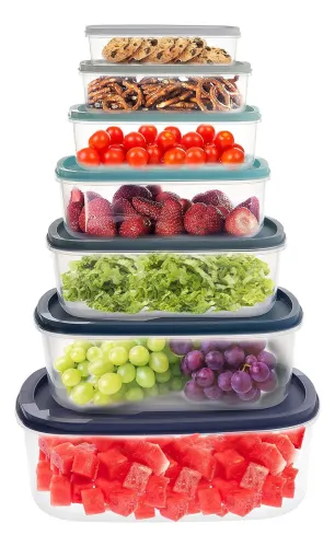 Set X7 Tapers Contenedores Alimentos Heladera Freezer Transparente