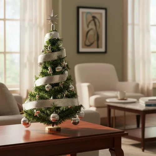 Producto Arbolito De Navidad 80cm Con Adornos 30 Piezas Plata Imagen