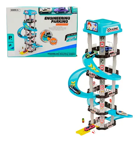 Producto Pista Estacionamiento Autos Juguete Garage 5 Niveles Pisos Color Celeste Imagen